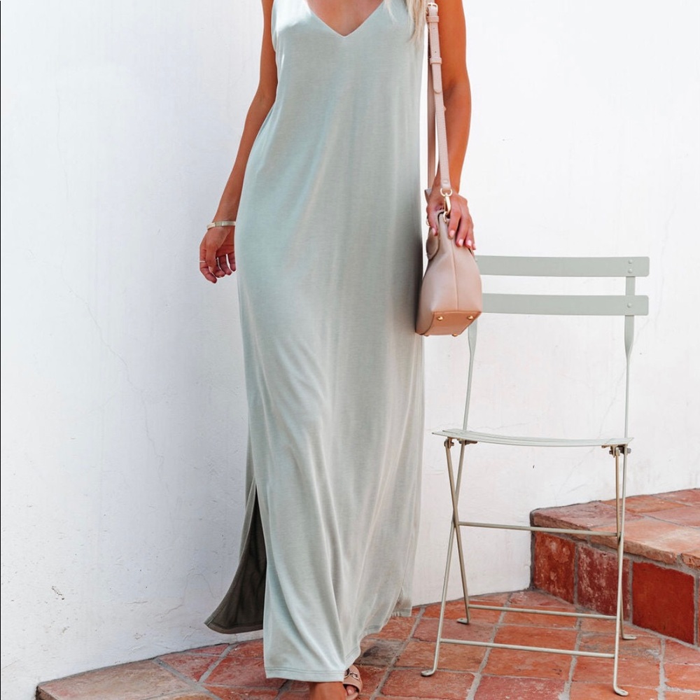 Teal / Dark Green Modal Maxi dress. Size small. Model wearing a different color